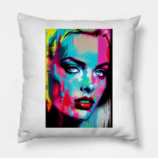 Modern woman in pop-art style portait Pillow