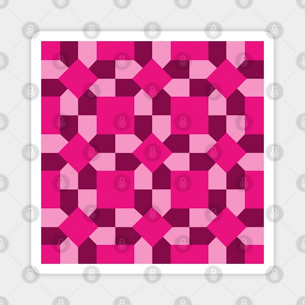 Shades of Pink Susannah Patchwork Pattern Magnet by Nuletto