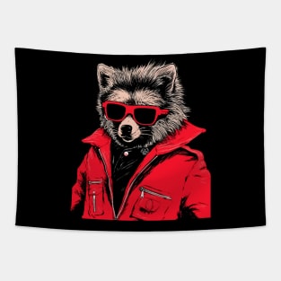 Retro 80s Red Leather Jacket Dog Illustrations - Cool & Unique Tapestry