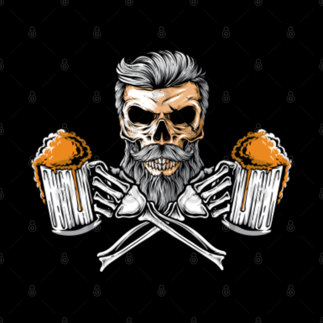 Beer Skull illustration - Beer Illustration - Pin | TeePublic