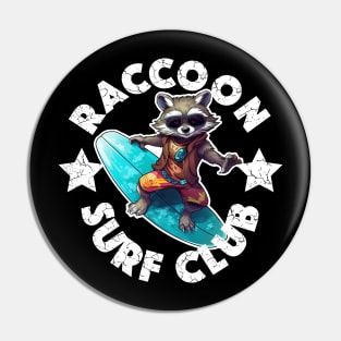 Raccoon Surfing - Surf Club (White Lettering) Pin