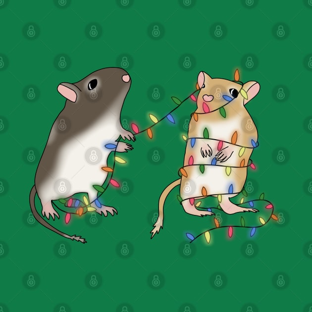 Two cute gerbils with colourful christmas lights by Becky-Marie