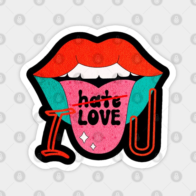 Retro Love Tongue - Tongue Message Magnet by Adamova Shop