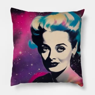 Vintage Retro Bette Davis in the Galaxy Pillow