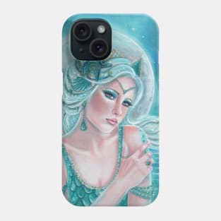 Luna moon goddess mermaid art by Renee Lavoie Phone Case