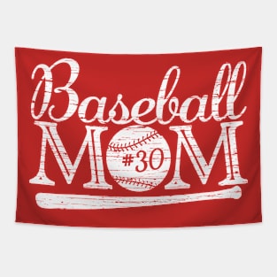 Vintage Baseball Mom #30 Favorite Player Biggest Fan Number Jersey Tapestry