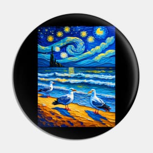 Seagull in starry night Pin