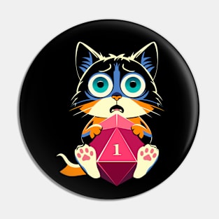 Critical Fail Cat D20 Dice Pin