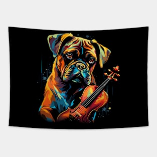 Boxer Playing Violin Tapestry