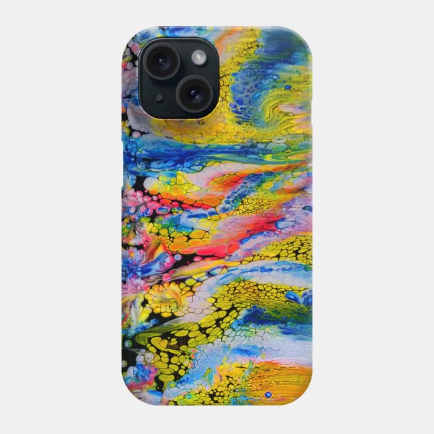 Primary Colors Abstract Pour Painting Phone Case by Klssaginaw