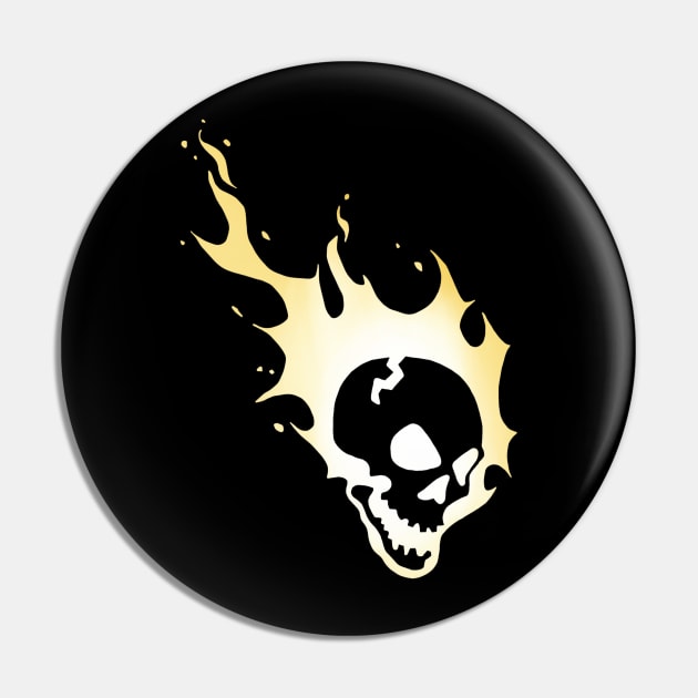 Flaming Skull Yellow Pin by Owllee Designs