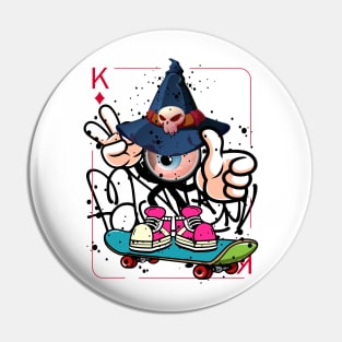 Skateboard Witch Graffit Street Art Pin