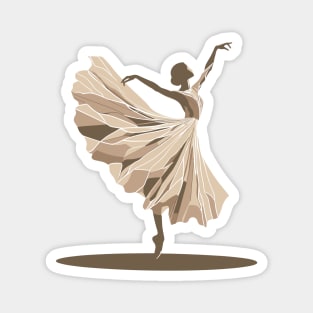 Beautiful ballerina in a golden dress, ballerina vector illustration, tiptoe pose, ballet performer Magnet