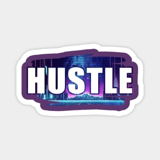 Hustle - Watercolor Pixelated Night Magnet