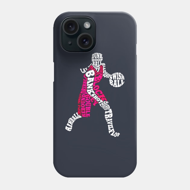 Girls Basketball Player Typography Phone Case by fadetsunset