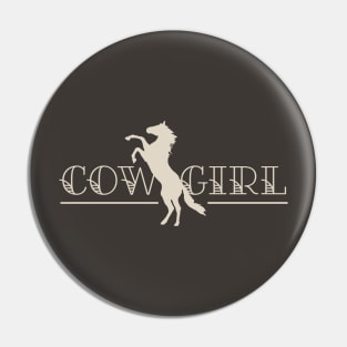 "Cowgirl" with Rearing Stallion Horse Silhouette Design Pin