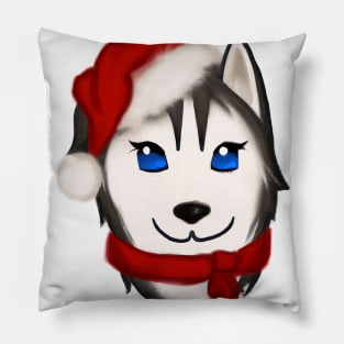 Cute Siberian Husky Drawing Pillow