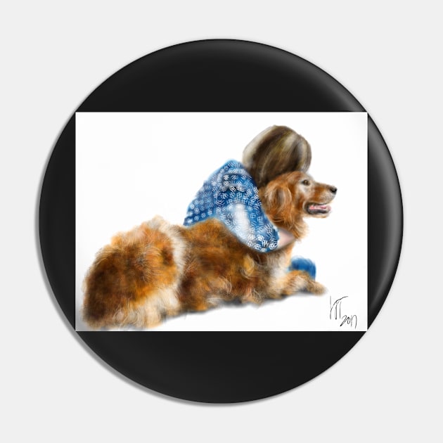 I Love My Golden Retriever Pin by LITDigitalArt