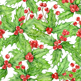 Holly berry watercolor Christmas pattern Magnet