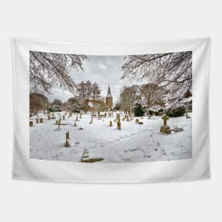 All Saints church in the snow Tapestry