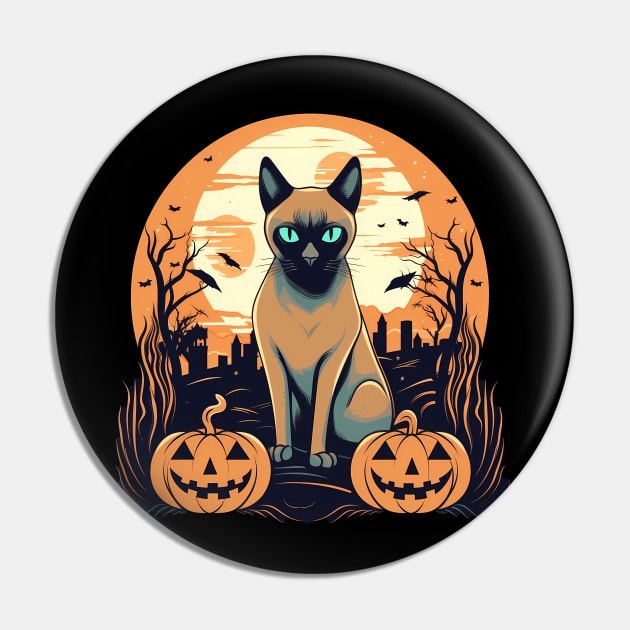 Tonkinese Cat Halloween, Cat Lover Pin by dukito