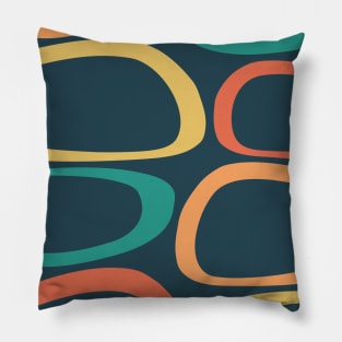 Mid Century Modern Abstract Yellow, Orange, Teal Pillow