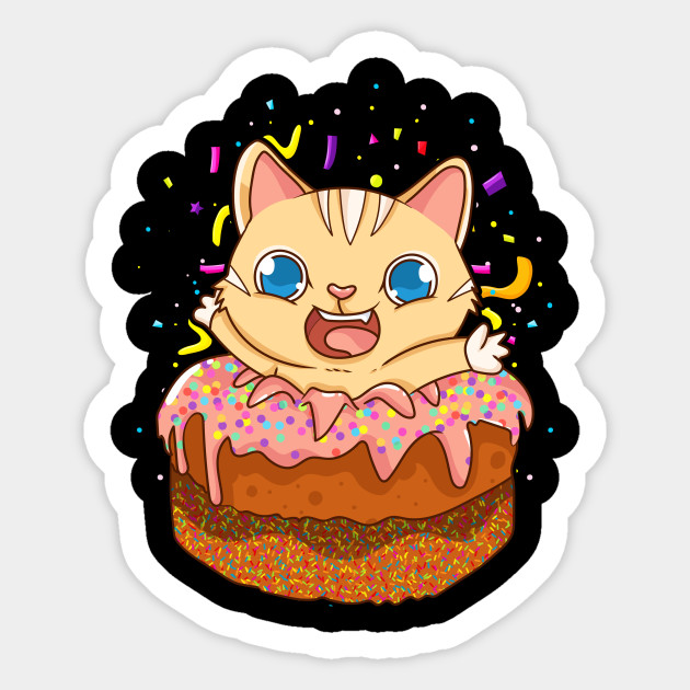 Birthday Cake Cat Surprise Kitty Birthday Cake Kitten Sticker