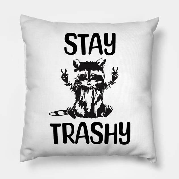 Stay-Trashy-Possum-Raccoon Pillow by Quincey Abstract Designs