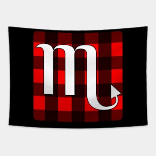 Scorpio Zodiac Horoscope Buffalo Plaid Square Monogram Tapestry