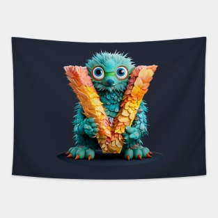 Cute Monster for Kids Alphabet Letter V Funny Back to School Tapestry