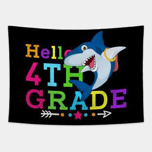 Shark Hello 4th Grade Tshirt Teachers Kids Back to school Gifts Tapestry