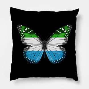 Sierra Leonean Flag  Butterfly - Gift for Sierra Leonean From Sierra Leone Pillow