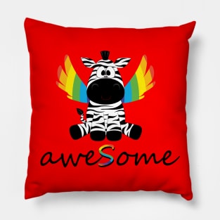 Mythical Awesome Rainbow Zebra Pillow