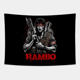 Rambo Retro Action Tee: Unleash Your Inner Warrior Tapestry