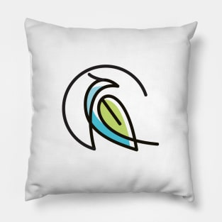 monoline bird leaf Pillow