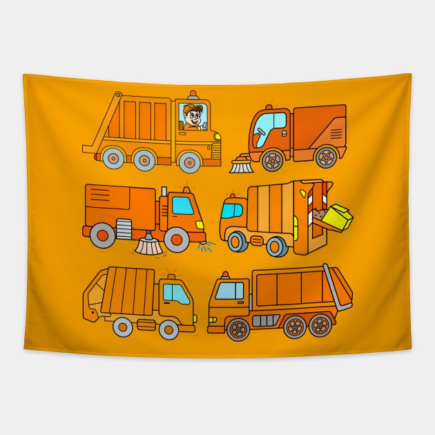 Trash Trucks Rubbish Collection for Kids Tapestry by samshirts