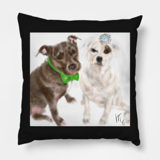 Bride and Groom Dog Wedding Pillow