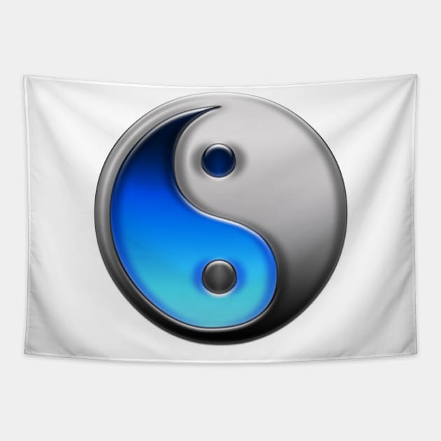 Blue and Silver Yin Yang Tapestry by Bluedaisy66