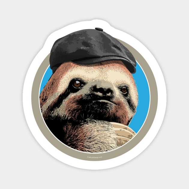 Sloth (in Baker Boy hat) Magnet by eBrushDesign