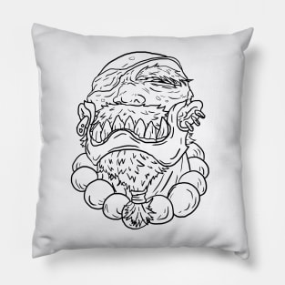 Scary Barbarian Monster Horror Black Lineart T-Shirt Pillow