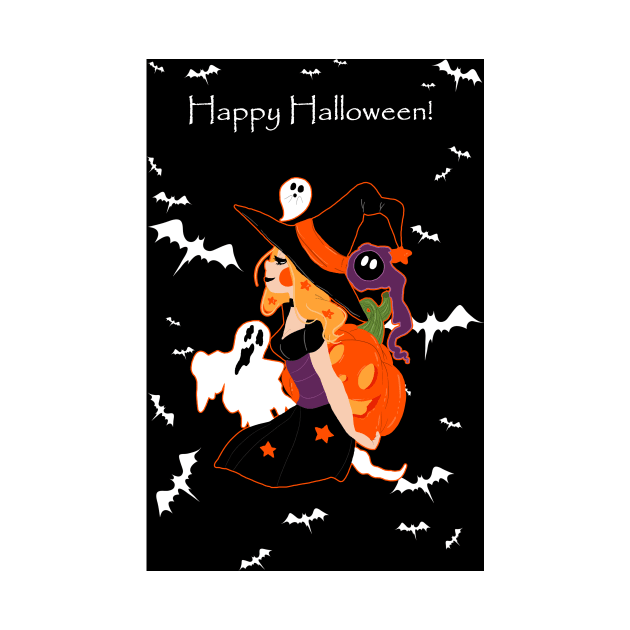 "Happy Halloween" Cute Spooky Witch by saradaboru