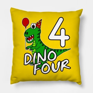 Dino Four 4th Birthday Dinosaur Tyrannosaurus Rex Funny Pillow