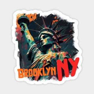 Statue of Liberty in Brooklyn NY Street Art Graffiti Style oil painting Magnet