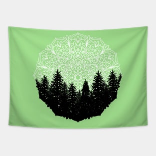 Green Forest Mandala Pacific Northwest Tapestry