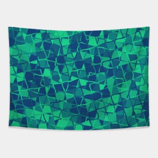 Grid Square Mosaic Pattern (Blue Teal) Tapestry