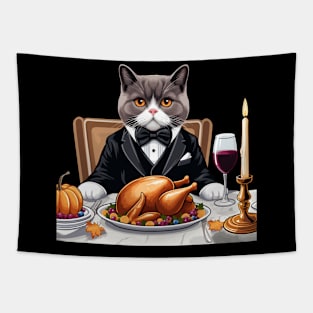 British Shorthair Cat Thanksgiving Tapestry