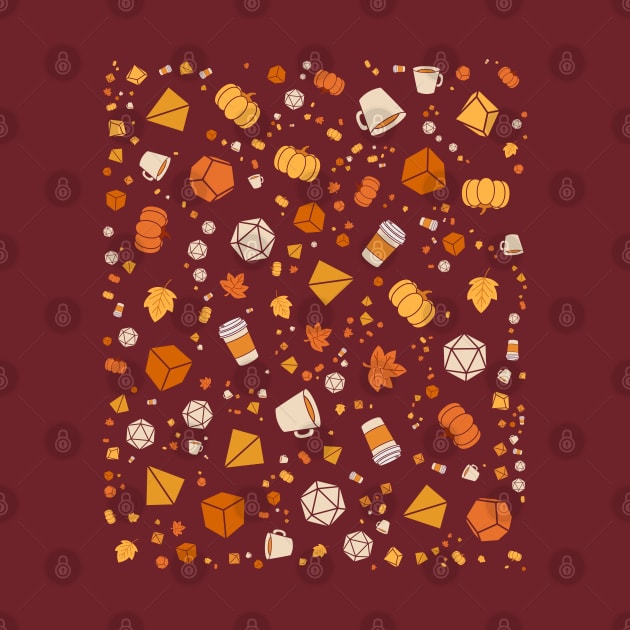 Pumpkin Dice and Dice Tabletop RPG Pattern by pixeptional