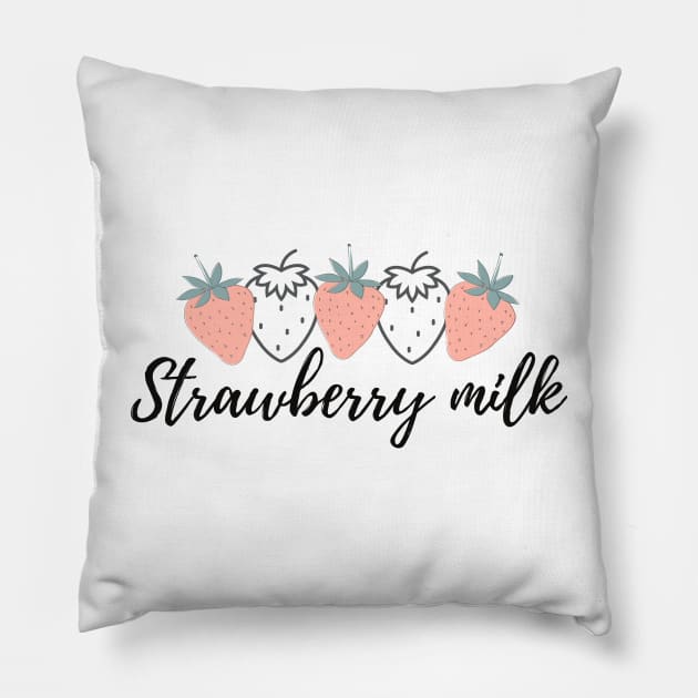 Strawberry Milk Minimalist Neutral Cute Design Pillow by zedonee