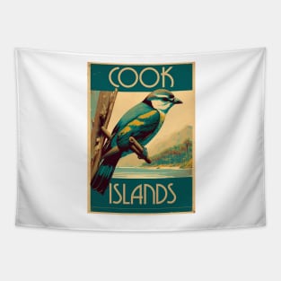 Cook Islands Bird Vintage Travel Art Poster Tapestry