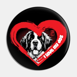 I Love My Saint Bernard - Rescue dog - I Love my dog Pin